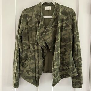 Caslon Drape Collar Cotton Knit Blazer Olive Green‎ Camo Size Small
